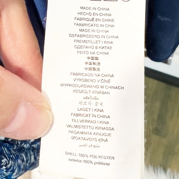 MICHAEL MICHAEL KORS BLUE WHITE PAISLEY LONG SLEEVE ELASTIC WAIST DRESS MEDIUM - Picture 7 of 9